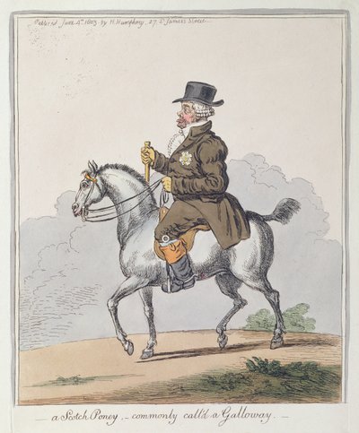 Un poney écossais, communément appelé un Galloway, publié par Hannah Humphrey en 1803 - James Gillray