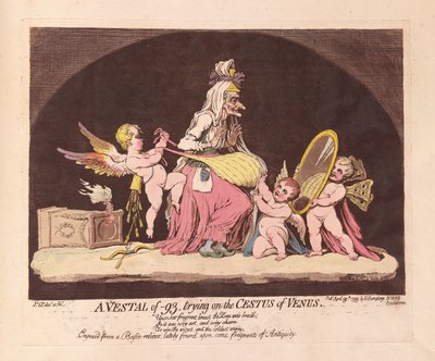 Une vestale de -93, essayant le Cestus de Vénus, publié en 1793 - James Gillray