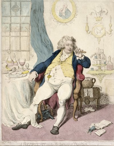 Un voluptueux sous les horreurs de la digestion, publié par Hannah Humphrey en 1792 - James Gillray