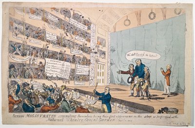 Magistrats en action se compromettant, leur première apparition au Théâtre National Covent Garden, publié en 1809 - James Gillray