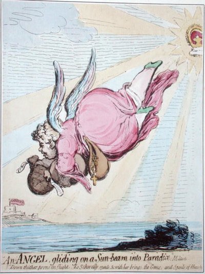 Un ange glissant sur un rayon de soleil dans le paradis - James Gillray