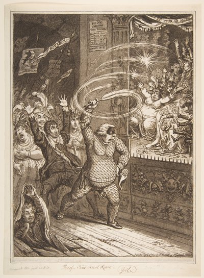 Explosion du Pic-Nic, ou Harlequin Quixote attaquant les marionnettes, vide Totten..., 2 avril 1802 - James Gillray