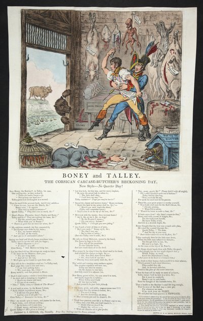 Boney et Talley, le jour de la comptabilité des bouchers corses - Jour sans quartier!, 1803 - James Gillray
