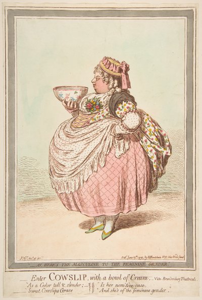Entrez Cowslip avec un bol de crème. - voir Brandenburg Theatricals, 13 juin 1795 - James Gillray