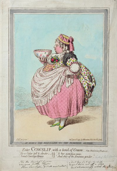 Entrez Cowslip, avec un bol de crème, publié par Hannah Humphrey en 1795 - James Gillray