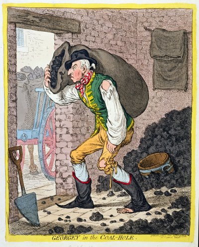 Georgey dans le trou à charbon, publié par Hannah Humphrey en 1801 - James Gillray
