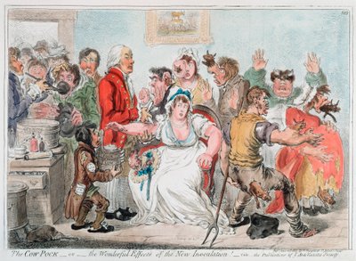 Caricature de Gillray sur la vaccination contre la variole avec le sérum de la vaccine - James Gillray