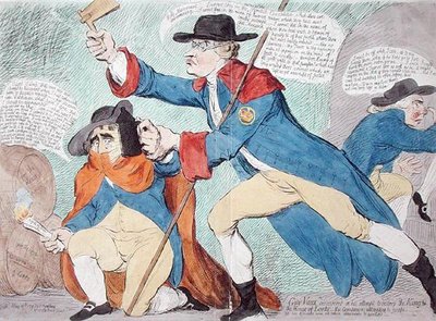 Guy Vaux découvert dans la tentative de détruire le roi et la Chambre des lords - James Gillray