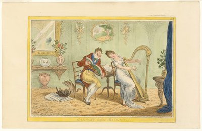 Harmonie avant le mariage (recto); Franchir la barrière (verso) - James Gillray