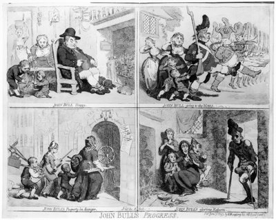 Le progrès de John Bull, publié par Hannah Humphrey, 1793 - James Gillray