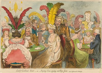 La soirée de Lady Godina, ou Peeping-Tom espionnant Pope-Joan, 1796 - James Gillray