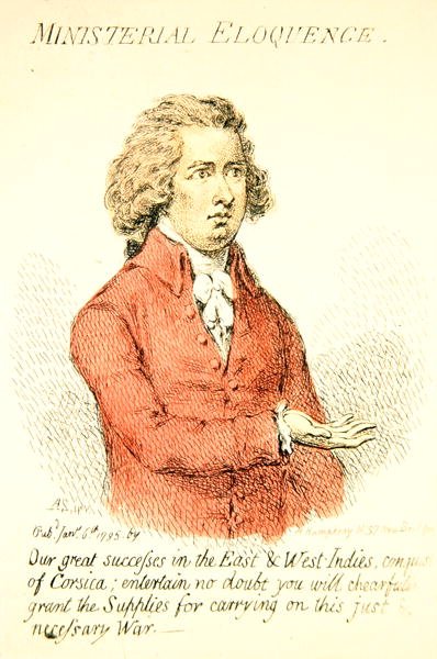 Éloquence ministérielle, publié par Hannah Humphrey en 1795 (détail) - James Gillray