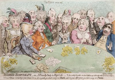 Hospitalité moderne, ou une fête amicale dans la haute société, publiée par Hannah Humphrey en 1792 - James Gillray