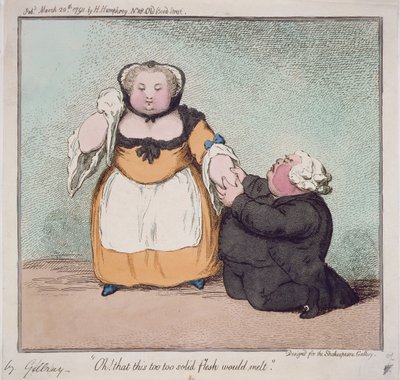 Oh, que cette chair trop, trop solide fonde, citation de Hamlet, Acte I. Scène I, conçu pour la Shakespeare Gallery, pub. par H. Humphrey, Londres, 1791 - James Gillray