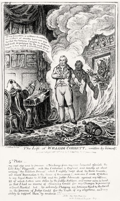 Planche 5, de La Vie de William Cobbett, écrite par lui-même, pub. par H. Humphrey, 1809 - James Gillray