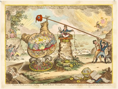 Mathématicien politique, secouant les hémisphères à large fond - James Gillray