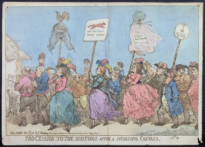 Procession vers les Hustings après une campagne réussie, publiée par G. Humphrey en 1784 - James Gillray