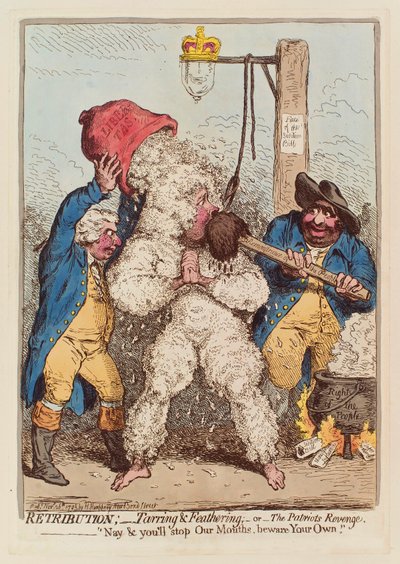 Rétribution : goudronnage et plumage, ou La vengeance du patriote, pub. 1795 - James Gillray