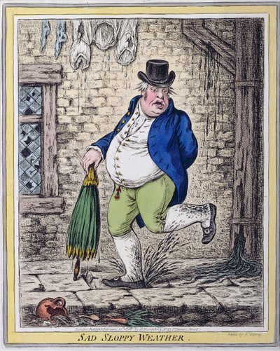 Temps triste et pluvieux, publié par Hannah Humphrey en 1808 - James Gillray