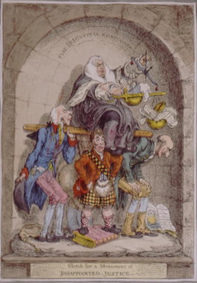 Esquisse pour un monument de la justice déçue, publié par Hannah Humphrey en 1806 - James Gillray