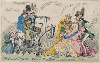 La Mégère apprivoisée : Katherine et Petruchio, ou Le Quichotte moderne, publié par S.W. Fores en 1791 - James Gillray