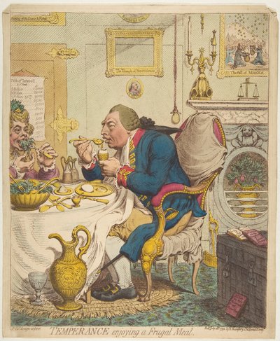 La tempérance savourant un repas frugal, 28 juillet 1792 - James Gillray