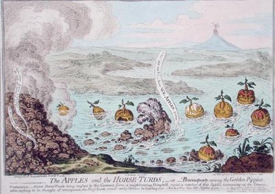 Les pommes et les crottins de cheval, ou Buonaparte parmi les Golden Pippins - James Gillray