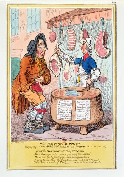 Le Boucher britannique fournissant à John Bull un substitut pour le pain, 1795 - James Gillray