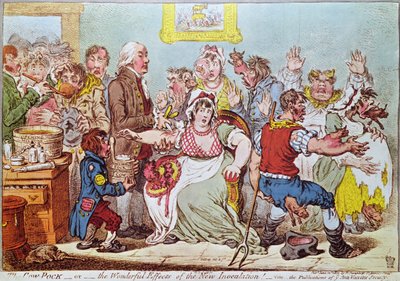 La Variole bovine ou les effets merveilleux de la nouvelle inoculation, publié par H.Humphrey, 1809 - James Gillray