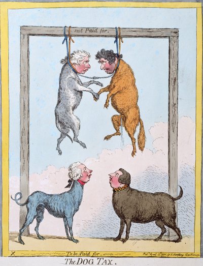 La Taxe sur les Chiens, publiée par Hannah Humphrey en 1796 - James Gillray