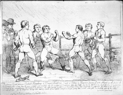 La célèbre bataille entre Richard Humphreys et Daniel Mendoza, 9 janvier 1788 - James Gillray