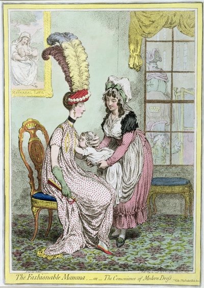 La Maman à la Mode, ou La Commodité de la Robe Moderne, publiée en 1796 - James Gillray