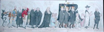Le Cortège Funèbre de Miss Regency, publié par S.W. Fores en 1789 - James Gillray