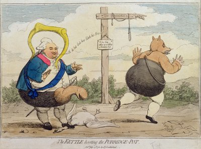 La bouilloire huant le potage, publié par P.J. Leatherhead en 1782 - James Gillray