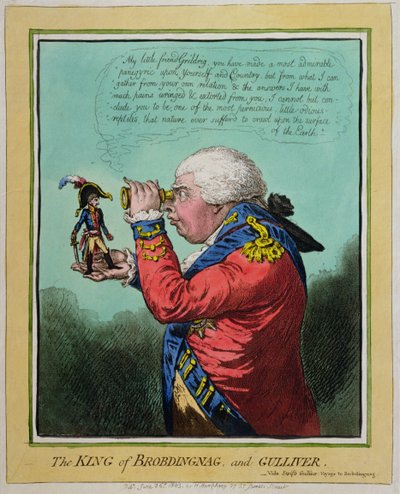 Le Roi de Brobdingnag et Gulliver, publié par Hannah Humphrey en 1803 - James Gillray