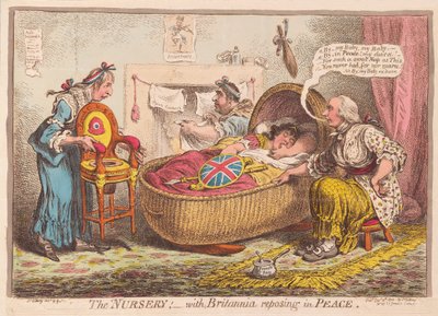 La crèche; avec Britannia reposant en paix, publié en 1802 - James Gillray