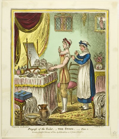 Les séjours, première planche de Progress of the Toilet - James Gillray
