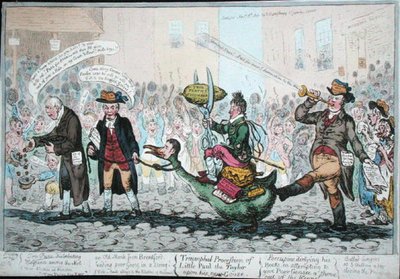 Le triomphe de Petit Paul le tailleur sur sa nouvelle oie, publié en 1806 - James Gillray