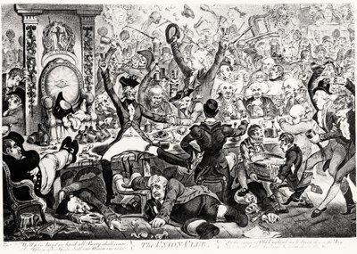 Le Union Club, 1801 (gravure en couleur) - James Gillray
