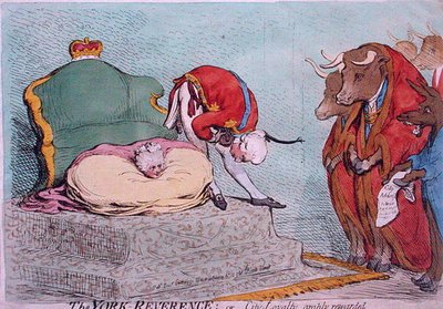 La Révérence de York, ou la Loyauté de la Ville, amplement récompensée, publié par Hannah Humphrey en 1791 - James Gillray