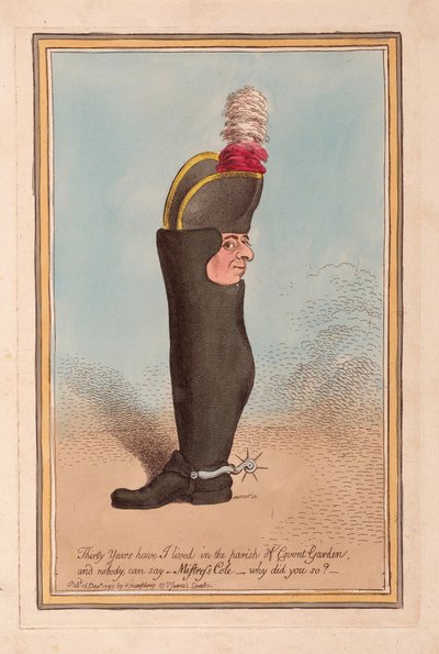 Trente ans que je vis dans la paroisse de Covent Garden et personne ne peut dire - Maîtresse Cole, pourquoi avez-vous fait cela ?, pub. 1797 - James Gillray