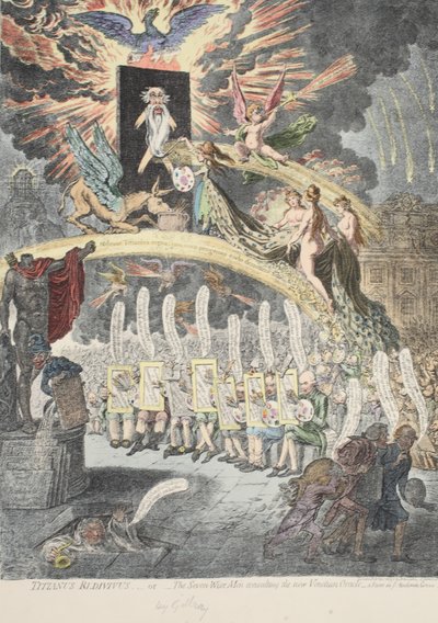Titianus Redivivus ou les sept sages consultant le nouvel oracle vénitien, une scène dans 
