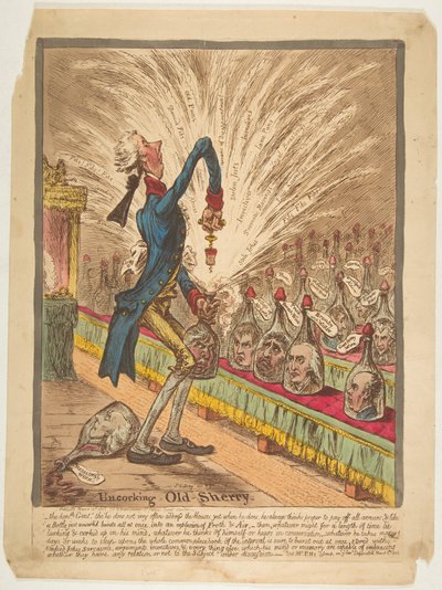 Débouchage du vieux sherry, 10 mars 1805 - James Gillray