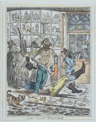Temps très glissant, gravé par J. Sidebotham (lithographie en couleur) - James Gillray