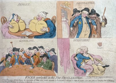 Vices négligés dans la nouvelle proclamation, publié par Hannah Humphrey, 1792 - James Gillray