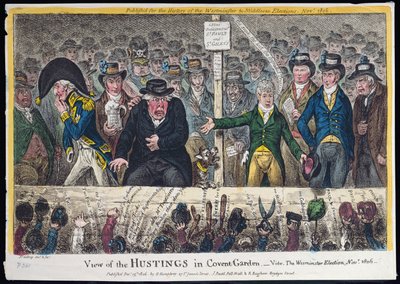 Vue des hustings à Covent Garden, publiée par Hannah Humphrey en 1806 - James Gillray