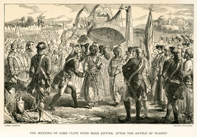 La rencontre de Lord Clive avec Meer Jaffier, après la bataille de Plassey (gravure) - James Godwin