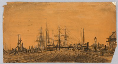 Chantier naval et quai - James Henry Moser