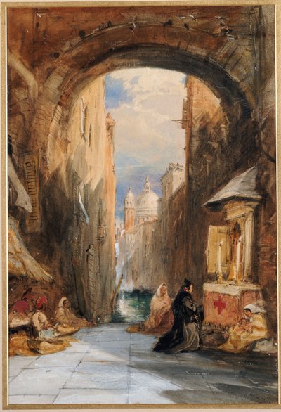 Venise : une édicule sous une arche, avec Santa Maria della Salute au loin - James Holland