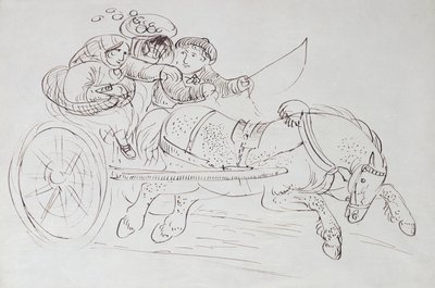Couple dans un char tiré par un cheval - James Howe